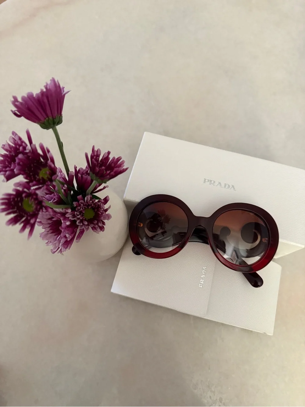 Prada Round Burgundy Gradient Sunglasses